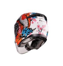 Шолом Caberg Jet Flyon II Koi з відкритим обличчям, білий/червоний/помаранчевий/синій, розмір S