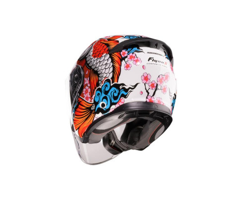 Шолом Caberg Jet Flyon II Koi з відкритим обличчям, білий/червоний/помаранчевий/синій, розмір XS
