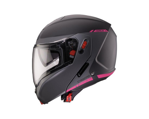 Шолом CABERG FLIP-UP, модель Horus X-Ray, матовий, чорний/сірий/фуксія (насичений рожевий відтінок), розмір S