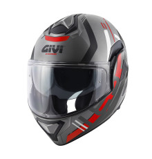 ЖІНОЧИЙ ШОЛОМ GIVI X.30 PULSAR - ЗАХИСНА ЧОХЛА З БАМПЕРОМ ТА ЗАДНІМ КОВЗУВНИМ ЩЕЛЕПОМ - ЧОРНИЙ З МАТОВОЮ ЧЕРВОНОЮ ГРАФІКОЮ - РОЗМІР S / 56