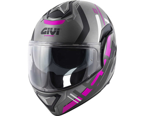 ЖІНОЧИЙ ШОЛОМ GIVI X.30 PULSAR - ПЕРЕДНЯ ЧАСТИНА З ЛЕЗОМ ТА ЗСУВНОЮ НАЗАД ЩЕЛЕПОЮ - СІРИЙ З МАТОВИМ ЗОБРАЖЕННЯМ - РОЗМІР XS / 54