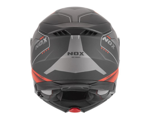 Шолом NOX FLIP-UP з козирком N967 CONQUER, колір матовий, чорний/червоний, розмір XXL