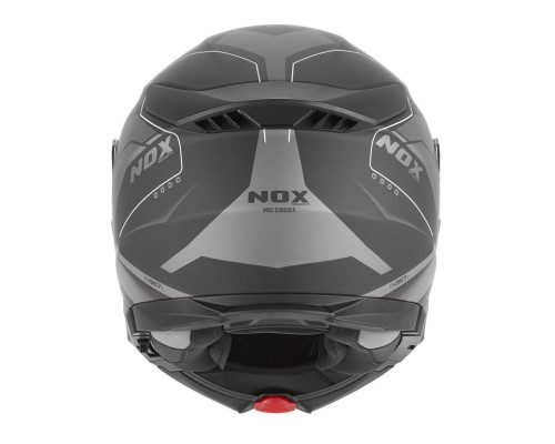 Шолом NOX FLIP-UP з козирком N967 CONQUER, колір матовий чорний/сріблястий, розмір L