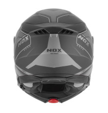 Шолом NOX FLIP-UP з козирком N967 CONQUER, колір матовий чорний/сріблястий, розмір XL