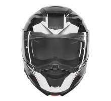 Шолом NOX FLIP-UP з козирком N967 CONQUER, колір червоний/білий/чорний, розмір M