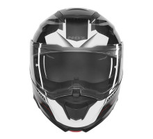 Шолом NOX FLIP-UP з козирком N967 CONQUER, колір червоний/білий/чорний, розмір S