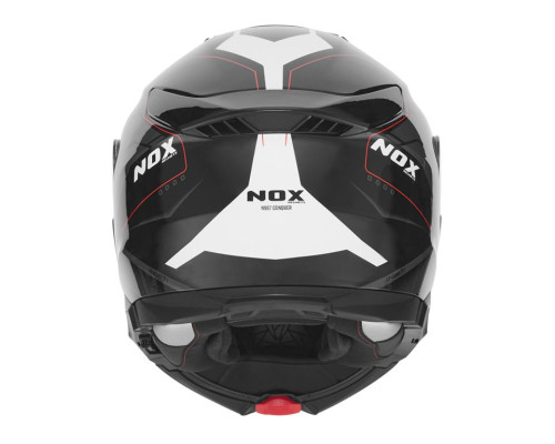 Шолом NOX FLIP-UP з козирком N967 CONQUER, колір червоний/білий/чорний, розмір S