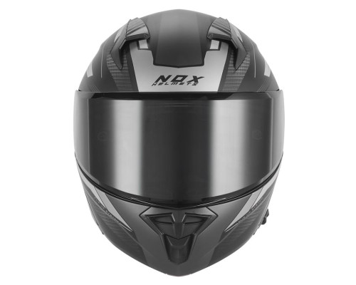Шолом NOX FLIP-UP з козирком N968, колір змінний, чорний/матовий сріблястий, розмір XXL