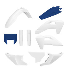 КОМПЛЕКТ PLASTIC POLISPORT (ПОВНИЙ КОМПЛЕКТ) HUSQVARNA TE/FE '26 W ВКЛЮЧАЄ КРИШКУ ФАРИ (8681500004) ТА КРИШКИ АМОРТИЗАТОРІВ (8352500001) КОЛІР БІЛИЙ СИНІЙ OEM