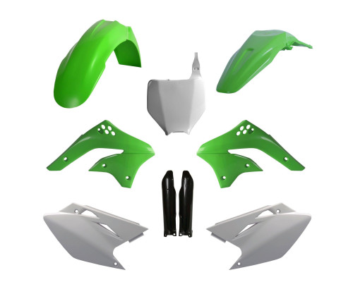 КОМПЛЕКТ ПЛАСТИКУ POLISPORT (ПОВНИЙ) KAWASAKI KX 450F '06-'08 W ВКЛЮЧАЄ ПЕРЕДНЮ ПЛАСТИНУ (8660800002) ТА КРИШКИ АМОРТИЗАТОРІВ (8351800002) ЗЕЛЕНІ
