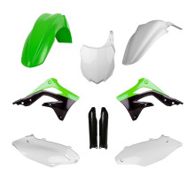 КОМПЛЕКТ ПЛАСТИКУ POLISPORT (ПОВНИЙ) KAWASAKI KX 450F '13-'15 W ВКЛЮЧАЄ ПЕРЕДНЮ ПЛАСТИНУ (8659200002) ТА ЗЕЛЕНІ КРИШКИ АМОРТИЗАТОРІВ (8351800002)