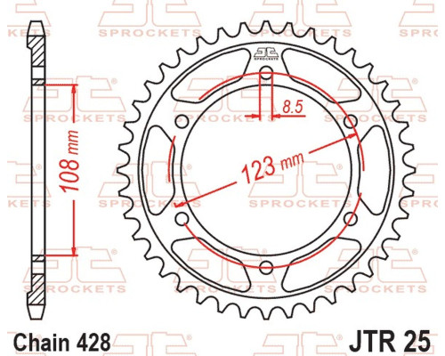 JT ЗАДНЯ ЗІРОЧКА 4606 58 APRILIA RS / REPLICA / TUONO '21-'23 (460658JT) (ланцюг 428)