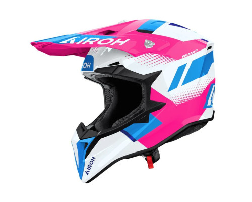 Шолом AIROH CROSS / ENDURO / ATV / QUAD WRAAAP VISION, колір білий/синій/рожевий, розмір S