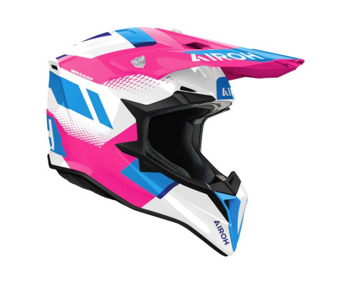 Шолом AIROH CROSS / ENDURO / ATV / QUAD WRAAAP VISION, колір білий/синій/рожевий, розмір S