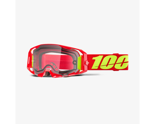 100% ARMATIC ENDURO MOTO ДВОЙНОСКРИННІ ЧЕРВОНІ ЗАХИСНІ ОКУЛЯРИ - ПРОЗОРІ ЛІНЗИ - ЧЕРВОНИЙ КОЛІР - ПРОЗОРІ ЛІНЗИ