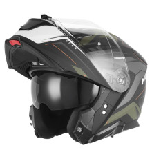 Шолом NOX FLIP-UP з козирком N967 CONQUER, матовий, помаранчевий/зелений (хакі), розмір XXL