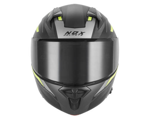 Шолом NOX FLIP-UP з козирком N968, колір змінний, матовий чорний/флюоресцентний жовтий, розмір XXL