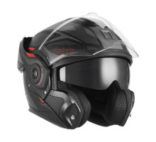 Шолом NOX PREMIUM FLIP-BACK MULTIFUNCTION WITH SPINNER, колір ARK BLIND, матовий чорний/червоний, розмір L