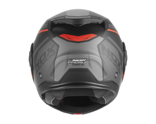 Шолом NOX PREMIUM FLIP-BACK MULTIFUNCTION WITH SPINNER, колір ARK BLIND, матовий чорний/червоний, розмір M