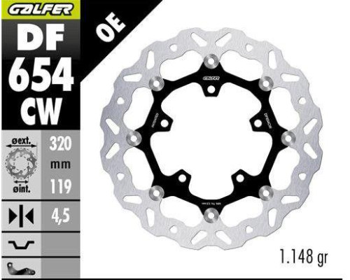 ПЕРЕДНІЙ ГАЛЬМІЙНИЙ ДИСК GALFER CF MOTO MT 450 '24- (ПЛАВАЮЧИЙ) (320X119X4.5 ММ)