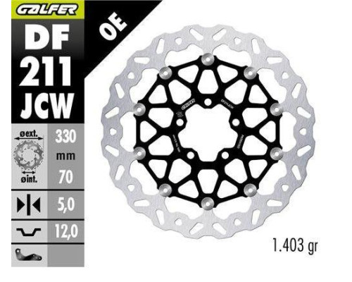 ПЕРЕДНІЙ ГАЛЬМІЙНИЙ ДИСК GALFER ДЛЯ KAWASAKI ZX 10R SE '18-; ZX 10RR NINJA '17- (FLOATECH) (330X70X5MM)
