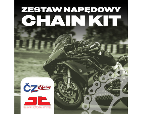 ПОВНИЙ КОМПЛЕКТ ПРИВОДУ CZ KAWASAKI ER-6F / ER-6N '06-'16, KLE 650 VERSYS '07-'24, EX 650 NINJA '13-'25, Z 650 '17-'25 (15/46/520DZX-114SL) (ЗІРКИ JT, ХРОМОВАНИЙ ЛАНЦЮГ CZ DZX, КІЛЬЦЕВА ГАЙКА)