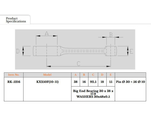 ШАТУН ROYAL RODS KAWASAKI KXF 250 (KXF250) '10-'11