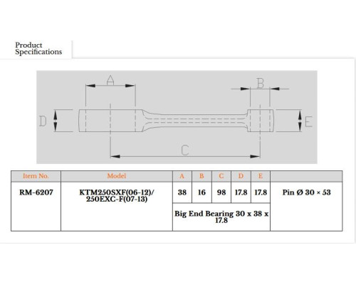 ШАТУН ROYAL RODS № TR15 № 250 SXF '06-'12