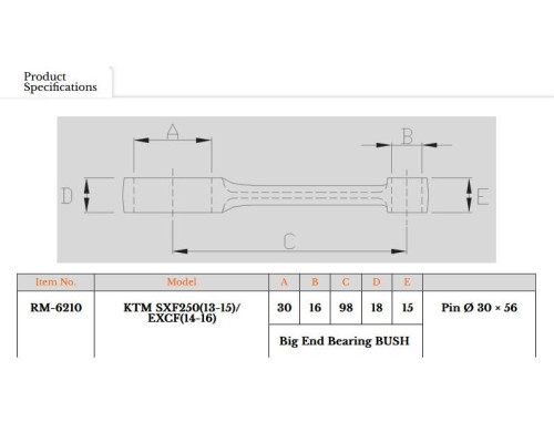 ШАТУН ROYAL RODS № TR15 № 250 SXF '13-'15, EXC-F '14-'16