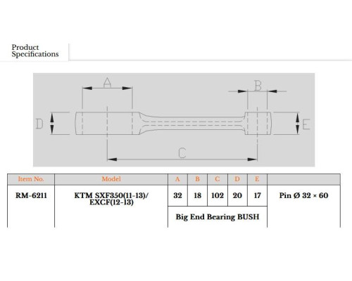ШАТУН ROYAL RODS № TR15 № 350 SXF '13-'15, 350 EXC-F '14-'16, 350 Freeride '15-'17