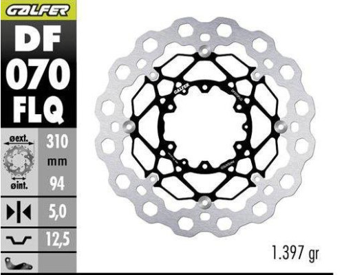 ПЕРЕДНІЙ ГАЛЬМІЙНИЙ ДИСК GALFER HONDA CBR 600 RR '03-'17; CBR 1000 RR '04-'05; CB 1000 R '08-'17; CB 1300 F/S '05-; CTX 1300 C '14- (CUBIQ FLOATING) (310X940X5MM)