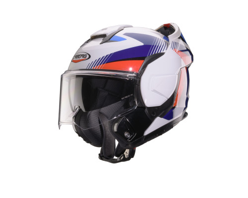 CABERG KASK SZCZĘKOWY FLIP-BACK (SZCZĘKA DO TYŁU) MODEL TRIP LUNAR SOLID KOLOR BIAŁY/NIEBIESKI/CZERWONY ROZMIAR XS (PINLOCK W ZESTAWIE)