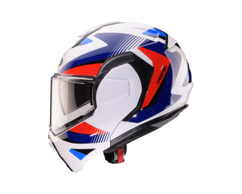 CABERG KASK SZCZĘKOWY FLIP-BACK (SZCZĘKA DO TYŁU) MODEL TRIP LUNAR SOLID KOLOR BIAŁY/NIEBIESKI/CZERWONY ROZMIAR XS (PINLOCK W ZESTAWIE)