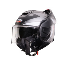 CABERG KASK SZCZĘKOWY FLIP-BACK (SZCZĘKA DO TYŁU) MODEL TRIP LUNAR SOLID KOLOR CZARNY MAT/BIAŁY/SZARY ROZMIAR S (PINLOCK W ZESTAWIE)