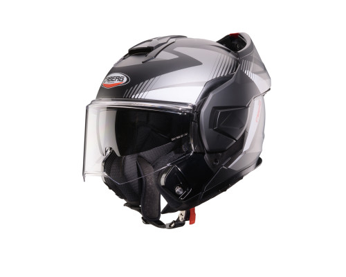 CABERG KASK SZCZĘKOWY FLIP-BACK (SZCZĘKA DO TYŁU) MODEL TRIP LUNAR SOLID KOLOR CZARNY MAT/BIAŁY/SZARY ROZMIAR S (PINLOCK W ZESTAWIE)