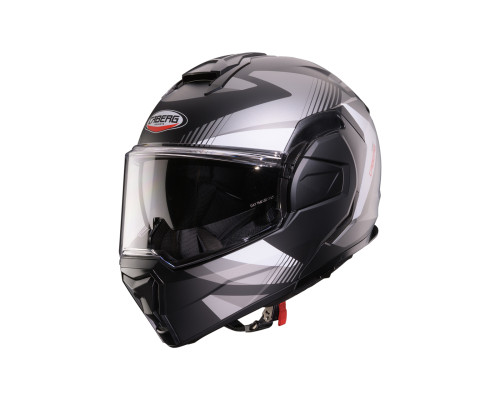 CABERG KASK SZCZĘKOWY FLIP-BACK (SZCZĘKA DO TYŁU) MODEL TRIP LUNAR SOLID KOLOR CZARNY MAT/BIAŁY/SZARY ROZMIAR S (PINLOCK W ZESTAWIE)