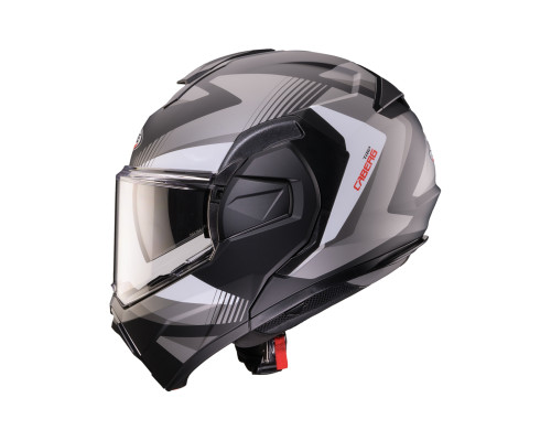 CABERG KASK SZCZĘKOWY FLIP-BACK (SZCZĘKA DO TYŁU) MODEL TRIP LUNAR SOLID KOLOR CZARNY MAT/BIAŁY/SZARY ROZMIAR S (PINLOCK W ZESTAWIE)
