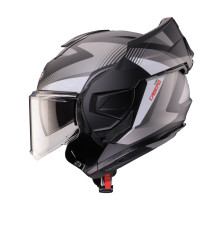 CABERG KASK SZCZĘKOWY FLIP-BACK (SZCZĘKA DO TYŁU) MODEL TRIP LUNAR SOLID KOLOR CZARNY MAT/BIAŁY/SZARY ROZMIAR XXL (PINLOCK W ZESTAWIE)