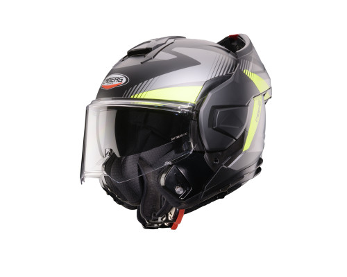 CABERG KASK SZCZĘKOWY FLIP-BACK (SZCZĘKA DO TYŁU) MODEL TRIP LUNAR SOLID KOLOR CZARNY MAT/SZARY/ŻÓŁTY FLUO ROZMIAR M (PINLOCK W ZESTAWIE)