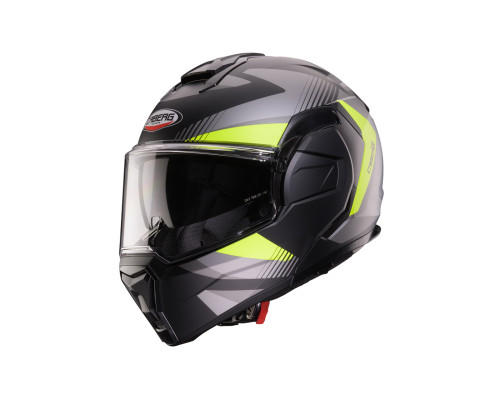 CABERG KASK SZCZĘKOWY FLIP-BACK (SZCZĘKA DO TYŁU) MODEL TRIP LUNAR SOLID KOLOR CZARNY MAT/SZARY/ŻÓŁTY FLUO ROZMIAR XS (PINLOCK W ZESTAWIE)