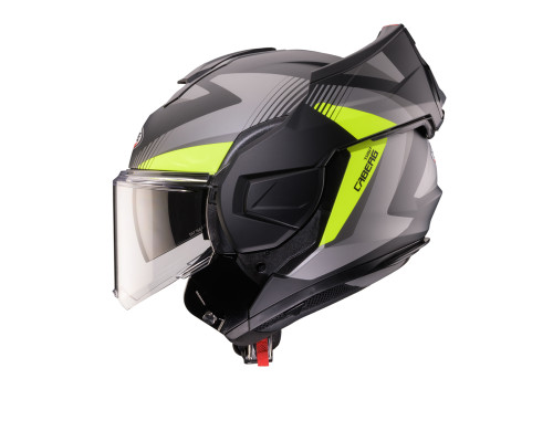 CABERG KASK SZCZĘKOWY FLIP-BACK (SZCZĘKA DO TYŁU) MODEL TRIP LUNAR SOLID KOLOR CZARNY MAT/SZARY/ŻÓŁTY FLUO ROZMIAR XS (PINLOCK W ZESTAWIE)