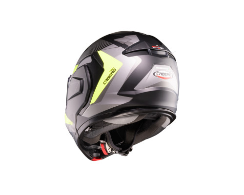 CABERG KASK SZCZĘKOWY FLIP-BACK (SZCZĘKA DO TYŁU) MODEL TRIP LUNAR SOLID KOLOR CZARNY MAT/SZARY/ŻÓŁTY FLUO ROZMIAR XXL (PINLOCK W ZESTAWIE)