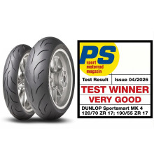 DUNLOP KOMPLET OPON (637884/26) 120/70ZR17 (58W) TL SPORTSMART MK4 PRZÓD DOT 2026 + (637889/24) 200/55ZR17 (78W) TL SPORTSMART MK4 TYŁ DOT 2024 + RĘKAWICE NITRYLOWE ROZMIAR L + SPODNIE ROZMIAR 56