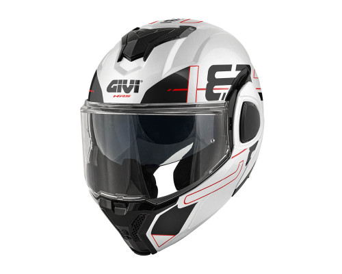 GIVI KASK X.36 VERTIGO - SZCZĘKOWY Z BLĘDĄ I SZCZĘKĄ PRZESUWANĄ DO TYŁU - BIALY Z GRAFIKĄ - ROZMIAR M / 58