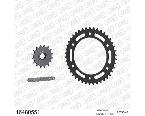 AFAM 2026/04 ZESTAW (KOMPLET) NAPĘDOWY BMW F 800 GS BOLTS 10.5MM 2006-2018 (166600-16, 92635-42, A525XMR3 116L)
