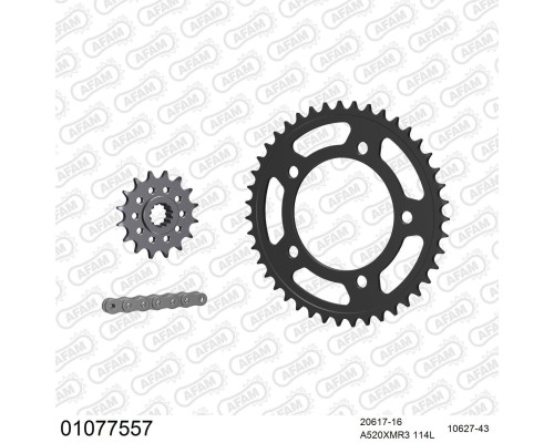 AFAM 2026/04 ZESTAW (KOMPLET) NAPĘDOWY HONDA NC 750 X 2021-2024 (20617-16, 10627-43, A520XMR3 114L)