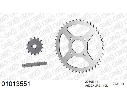 AFAM 2026/04 ZESTAW (KOMPLET) NAPĘDOWY HONDA XL 125 V VARADERO 2000-2016 (20305-14, 10221-44, A520XLR2 110L)