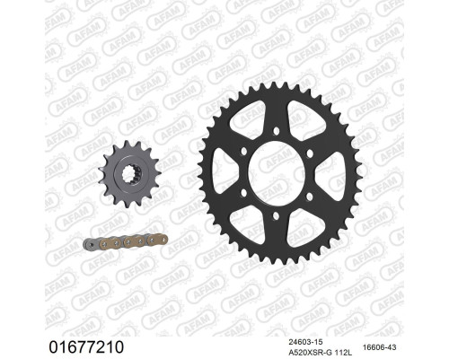 AFAM 2026/04 ZESTAW (KOMPLET) NAPĘDOWY KAWASAKI Z 750 2004-2013 (24603-15, 16606-43, A520XSR-G 112L) KOLOR ZŁOTY