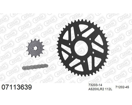 AFAM 2026/04 ZESTAW (KOMPLET) NAPĘDOWY KTM 125 DUKE 4T 2014-2024 (73203-14, 71202-45, A520XLR2 112L)