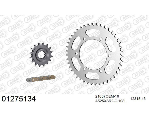 AFAM 2026/04 ZESTAW (KOMPLET) NAPĘDOWY RUB YAMAHA MT-07 ABS 2014-2024 (21607NR-16, 12815-43, A525XSR2-G 108L) KOLOR ZŁOTY